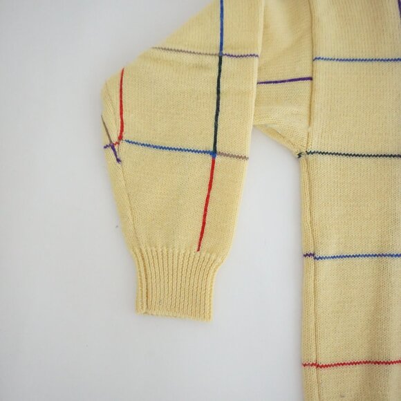 Vintage Halpern Yellow Wool Grid Sweater Retro Preppycore Eclectic Grandpa - Picture 8 of 8